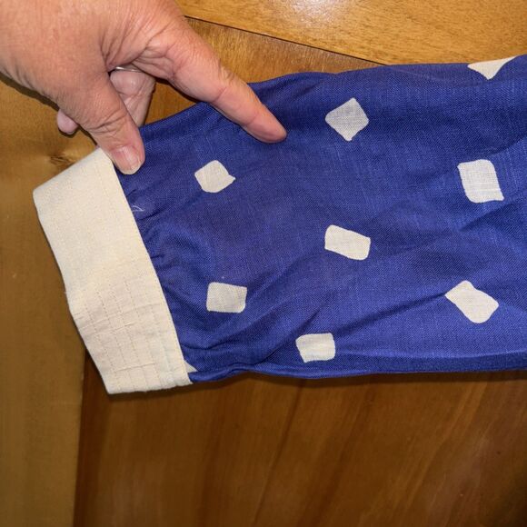 JOANIE CHAR Collections Jacket Skirt Set 12 Vintage Lined Blue White Linen Silk - Picture 5 of 12